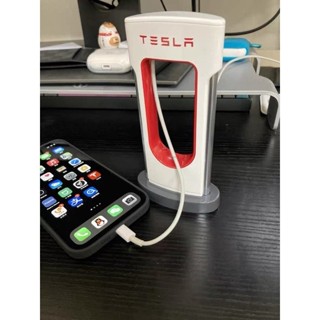 Tesla 充電模型 車內擺件 數據線整理 快充站 充電器
