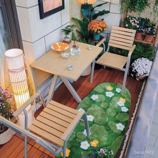 【限時優惠】小眾花園多功能餐桌椅小戶型陽臺折疊桌戶外塑木桌椅家用收納桌 E20H