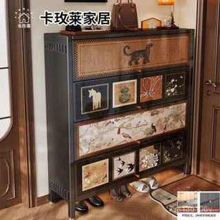 【現貨 速發 【【限時免運】鋼製中古風 入戶門口鞋櫃 家用玄關收納櫃 多層儲物櫃 一體靠牆大容量【24小時出貨】