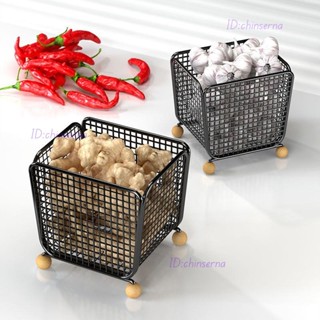 廚房用品 日用品 家居好物 懶人必備神器 【帶輪設計】廚房菜籃子置物架可移動蔬菜水果收納籃家用落地蔥姜蒜蔬菜收納架