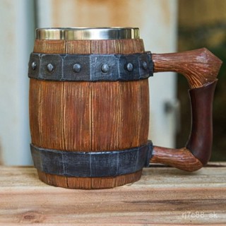 【臺灣出貨】 海賊王衕款酒杯水杯動漫衕款不銹鋼仿橡木桶啤酒杯道具杯子馬克杯 水杯