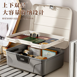 密碼收納箱 保險收納盒 電子密碼箱 防盜儲物箱 私人保管箱密碼收納箱貴重物品塑膠儲物箱隱私檔案帶鎖收納盒車載家用整理箱