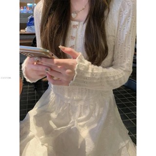 🤍CUSTOM🤍韓版白色蕾絲蝴蝶結針織上衣🎀🩰💞 A3