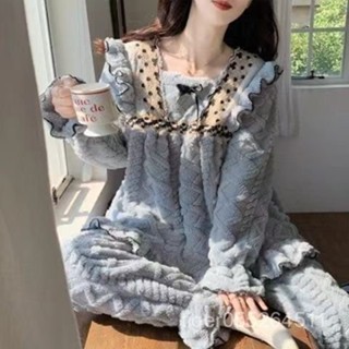 【臺灣發售】睡衣 秋冬睡衣 毛絨睡衣 保暖睡衣 秋冬季珊瑚絨睡衣女2025年新款加厚加絨卡通可愛法蘭絨家居服套裝