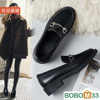 BOB33❤3344碼 大尺碼女鞋43黑色圓頭布洛克英倫風小皮鞋女韓版復古樂福鞋 小皮鞋學院[BM009]風jk制服鞋