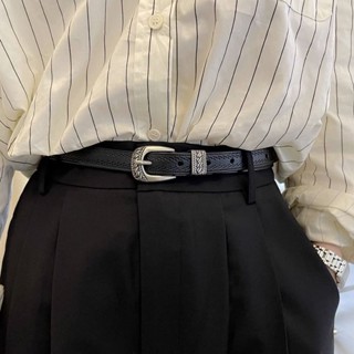 ✨環球小鋪✨真皮女士皮帶 頭層牛皮百搭小腰帶 簡約針扣設計 韓版美式複古風 高階感黑色褲帶 裝飾百搭牛仔褲腰帶