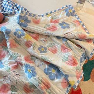 夏涼被🎀 空調毯 ins卡通小兔柔軟夏被兒童夏涼被可機水洗空調被單雙人夏季薄被子 豆豆被 四季通用被