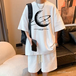 臺灣出貨 華夫格短袖t恤 大尺碼套裝 夏天套裝 休閒套裝 男生t恤 男生套裝 短袖上衣 男短褲 夏天套裝 短袖短褲套裝
