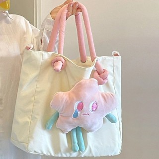 帆布包🎀 單肩包 易夢玲同款星星帆布包包女2024新款潮時尚可愛托特包大容量單肩包 托特包 背心包 手提袋