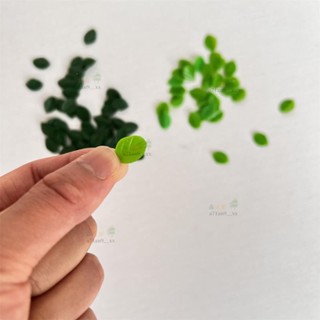 熱賣🎄50pcs 模擬迷你葉片 帶紋路小葉子 綠色塑膠PVC小樹葉模型 DIY奶油膠手工配件森活館