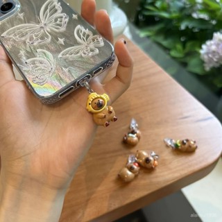🩰奶咖卡皮巴拉手機防塵塞 充電口堵頭吊墜 蘋果華為Type-C安卓 充電口掛件 手機充電口防塵塞