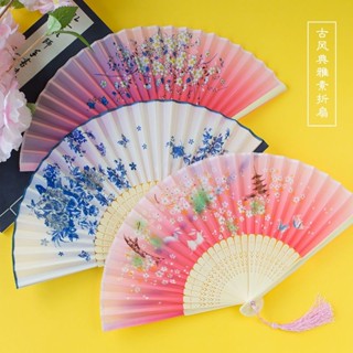 臺灣熱銷✨扇子摺扇女中國風古典舞蹈扇夏季漢服古裝兒童小複古古典古風摺扇