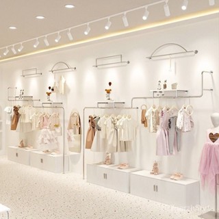 免運 服裝店衣架掛墻童裝展示架銀色金色上墻壁掛式帶闆陳列高檔架網紅