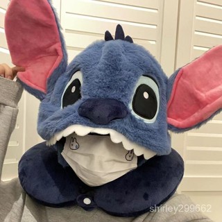 午睡枕 【30天熱銷2958件】睡覺可愛史迪奇卡通U型枕連帽午睡護頸創意頸枕頭午休送生日禮物
