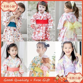 😻臺灣出貨 女嬰衣服新款和服印花浴衣洋裝連衣裙 1-3 歲兒童原宿女童碎花連衣裙傳統套裝套裝兒童角色扮演服裝電鍍裙春夏