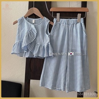 爆款熱推💖全臺免運 【1822人收藏】韓國2024夏新款女童清新氣質溫柔襯衫女寶寶洋氣格子時髦百搭套裝 0JG9