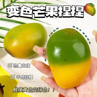 臺灣熱賣🔥【店鋪熱銷】特好玩芒果變色流體模擬科技水果迴彈髮洩超軟解壓減壓神器 5WB1