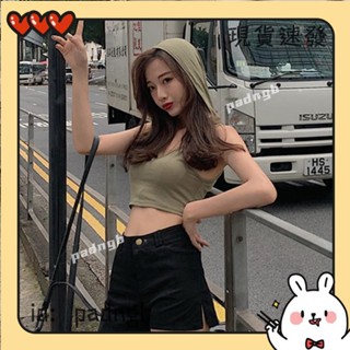 ✨臺灣熱銷✨[優質]連帽背心 時尚無袖背心 百搭短版上衣 韓版ins性感百搭休閒連帽短版背心AKK