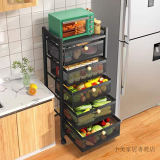 【小美家居專營店】廚房抽屜式置物架多功能收納果蔬菜零食多層微波爐烤箱架子收納筐