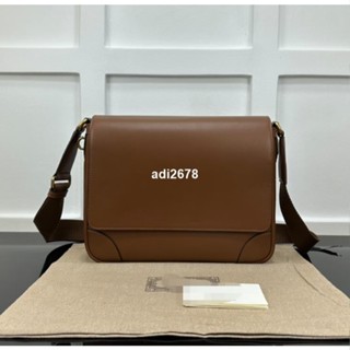 25新款 男包 單肩包 郵差包 通勤包 棕全皮 尺寸：W29xH23xD7.5cm 女包 真皮包包 女士包包 斜肩包 側