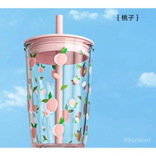 🔥小確幸👉夏季 ins 風高顏值耐熱玻璃杯✨吸管隨行設計 女生戶外便攜杯 咖啡通勤必備杯 活動贈品禮盒🎀☕️