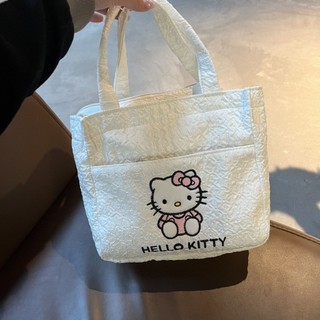 KT貓手提包 帆布包🍀秋冬手提新款hello kitty飯盒包卡通可愛手提包大容量托特收納包 手提包 卡通帆布包