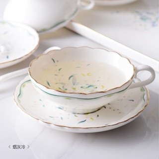 青山茶道 漫時光歐式咖啡杯套裝家用陶瓷杯子英式茶具花茶杯下午茶杯子帶勺上新