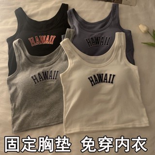 臺灣出貨[DWTS]抹胸吊帶胸墊字母美背心女2024夏內搭外百搭一體打底辣妹上衣新款罩杯小可愛 背心內衣 內搭小可愛