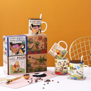 畢業禮物 【5814人好評】維尼熊杯子陶瓷馬克杯帶蓋勺禮盒可愛卡通水杯家用咖啡杯生日禮物