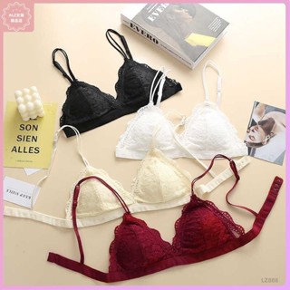 🌸優選精品🌸法式內衣無鋼圈性感蕾絲夏季薄款胸罩大胸顯小三角杯內衣女L3