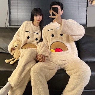 (典藏私櫥)情侶睡衣 加絨睡衣 秋冬睡衣 毛絨睡衣 珊瑚絨睡衣 長袖睡衣 家居服 睡衣 秋冬睡衣 睡衣套裝冬天 厚睡