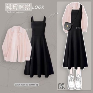 （免運）服裝-潮流館夏季套裝女2024新款穿搭時尚防曬襯衫上衣女減齡顯瘦連衣裙兩件套