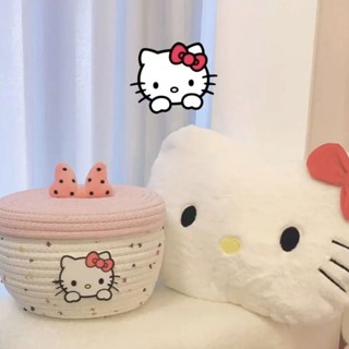 💕 新款 卡通草莓熊 美樂蒂 可愛 棉線 桌面 收納籃 有蓋零食客廳茶几下收納筐卡通收納盒