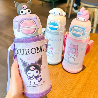 Twiggie❥庫洛米保溫瓶一杯雙飲冰霸杯保溫保冷杯情侶316不鏽鋼內膽吸管水杯矽膠吸管可愛卡通杯套美樂蒂大耳狗可愛卡通