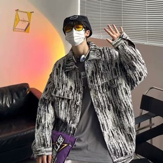 男士痞帥牛仔夾克 男秋季ins港風寬松高階感衣服春秋韓版潮流高街外套