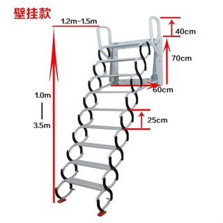 【訂金】臺灣熱賣 家用壁掛式閣樓伸縮樓梯 電動復式家用室內外升降折疊全自動小梯子