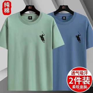 【店鋪熱銷】啄木鳥~純棉短袖T恤男夏季透氣體恤上衣寬鬆大碼簡約男裝潮1/2件
