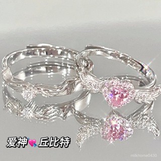 💕限時下殺💕【店鋪熱銷】925純銀甜心天使之翼對戒情侶款戒指男女一對ins小眾設計刻字定製