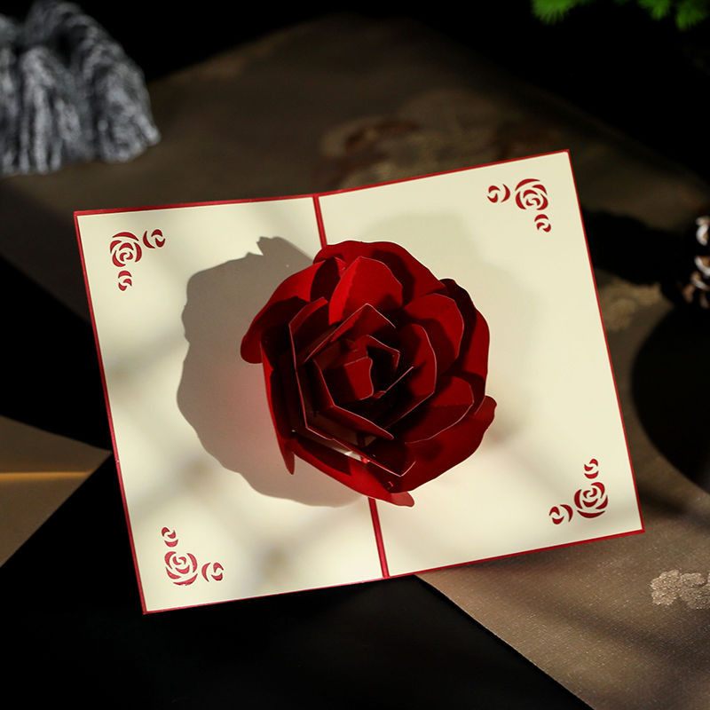❤️禮物 520🌟情人節 生日禮物❤️520 情人節 3d立體 結婚 賀卡紙雕 高級 玫瑰 愛心 精致 折疊手工成品卡片
