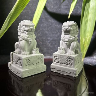 🔥臺灣出貨🔥水泥石獅子鎮宅神獸小獅子中國風桌麵擺件清水混泥土中式創意禮品