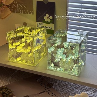 ✨限時下殺✨ 【店鋪熱銷】鬱金香花海創意小夜燈手工diy材料魔方鏡子情侶生日女友閨蜜禮物