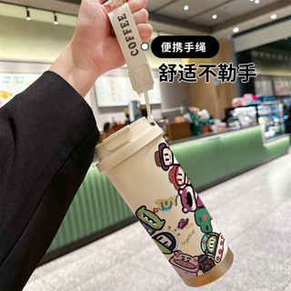 水壺 保溫杯 水杯 🚀🚀玩具總動員1多巴胺保溫杯可愛校園不銹鋼車載雙飲咖啡杯吸管杯 隨行杯 吸管杯