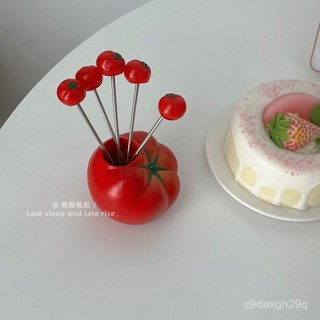 🔥臺灣出貨🔥水果叉不銹鋼番茄造型家用客廳兒童可愛蘋果水果簽蛋糕零食小叉子
