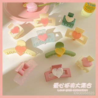 免運 ins芭比頭飾 多巴胺飾品 髮夾 髮箍 頭飾 磨砂手感愛心抓夾女夏季髮夾後腦勺兒童鯊魚夾可愛髮抓學生髮卡夾子頭飾品