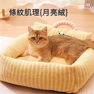 🍑蜜桃臀🍑【臺灣出貨&免運】小狗專用沙發椅 小型犬秋冬保暖貓窩軟墊 網紅卡通大眼狗窩貓窩 條紋沙發造型窩 寵物95