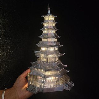 ✨特惠手作 琉璃塔 3D立體金屬古風建築拚圖DIY手工製作拚裝模型玩具小擺件手工diy 手工課玩具 生日禮物 情人節禮物