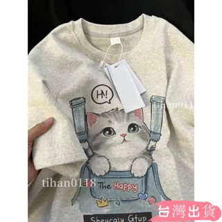 100%純棉女生上衣短袖上衣日係卡通上衣可愛上衣短袖T恤寬鬆上衣潮牌衣服情侶t恤女生上衣tihan0118