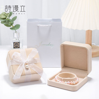 精美飾品禮盒 【店鋪熱銷】高檔絲帶絨布項鏈手鐲盒對戒指求婚禮首飾品禮物包裝空盒子小精緻 GVCI