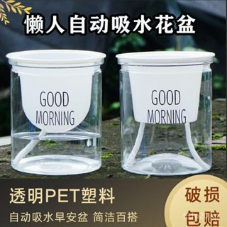 🔥臺灣出貨🔥【自動吸水】懶人花盆自吸水綠蘿水培樹脂塑膠材料透明多肉盆栽綠植物蘭花油畵