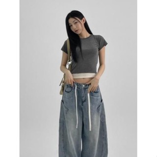 Codibook｜韓國 E-PICK 拼接口袋寬版丹寧牛仔褲［預購］牛仔褲 女裝